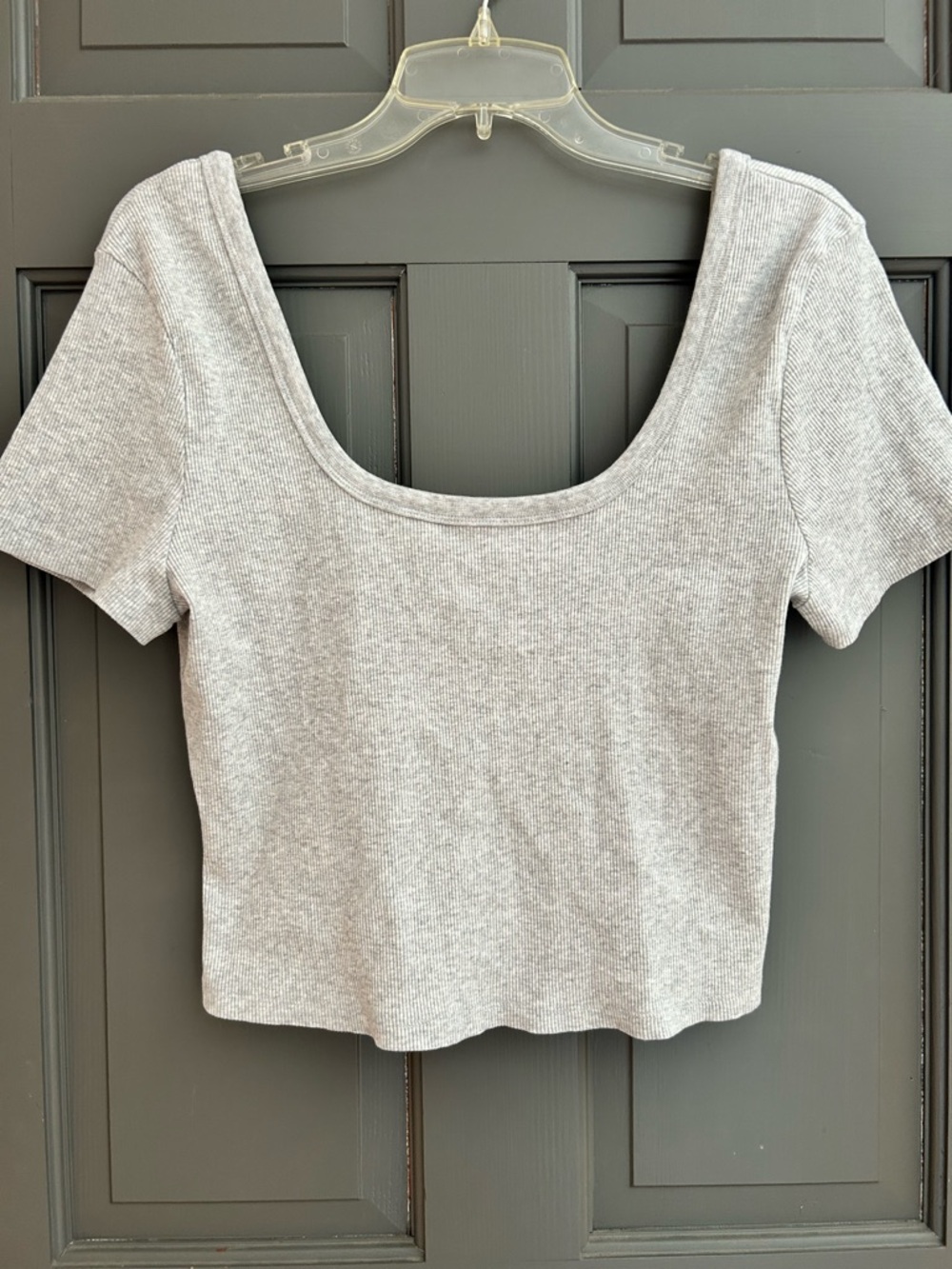 wild fable Gray Ribbed Scoop Neck Crop Top